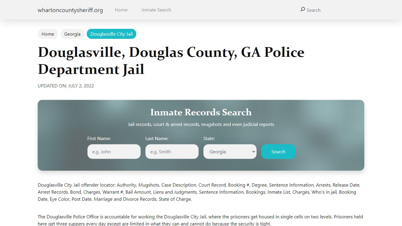 Douglasville, GA City Jail Inmates, Arrests